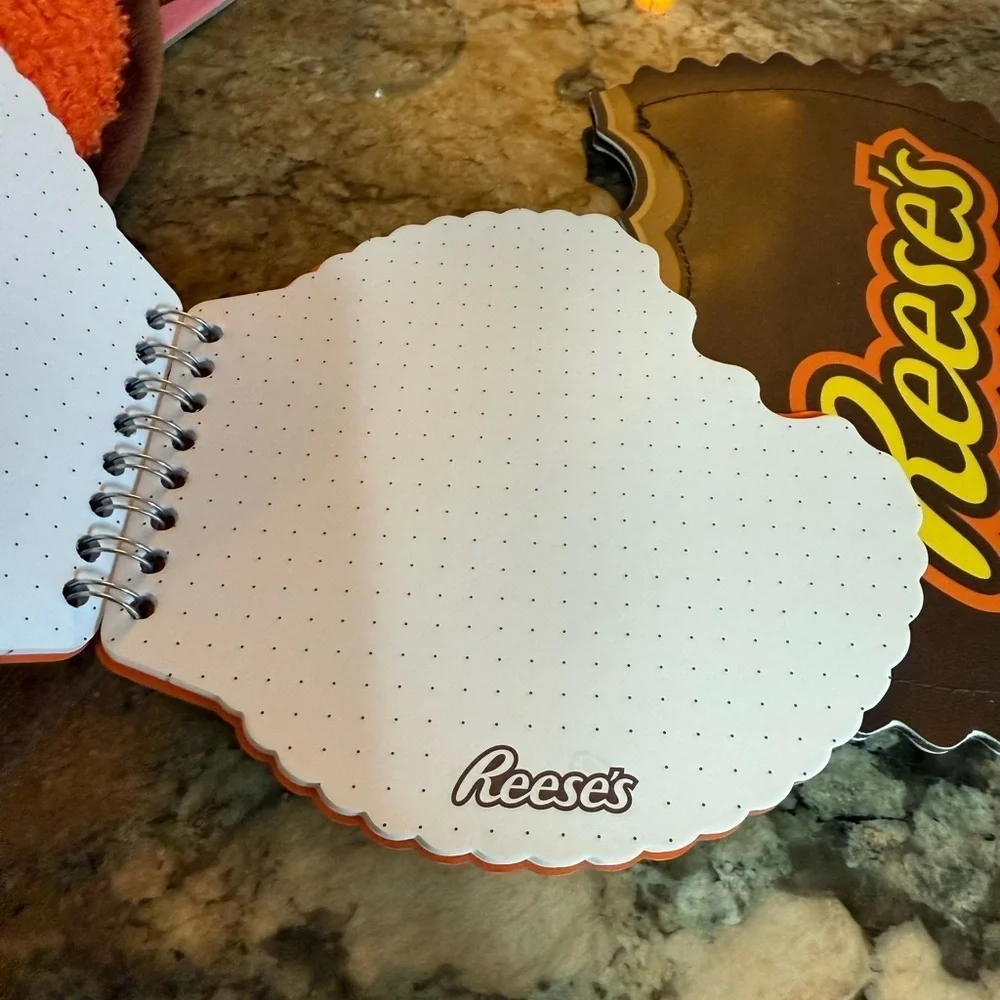 Youth Sz M 2/3 Cozy Orange Reese’s Slippers Fun Notebook and Bag